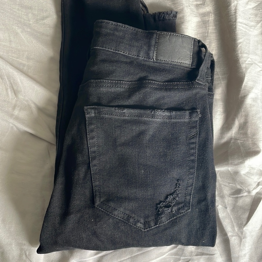 Aero high rise black ripped jeans